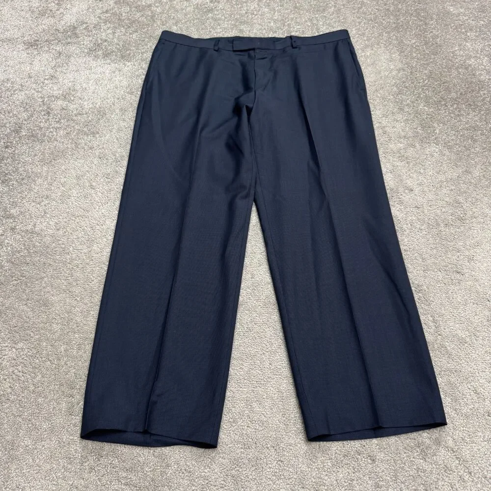 Boss Hugo Boss Virgin Wool Dress Pants Mens 39x29 Navy Blue Straight Leg Career